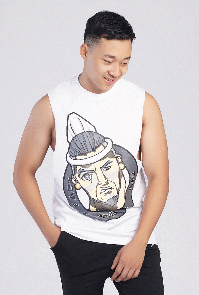 King Design Printed tank top(White)